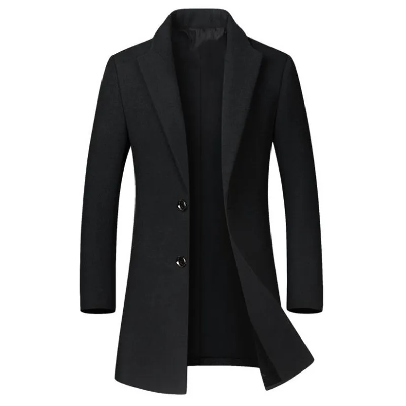 

Autumn winter men's wool coat Solid color lapel business casual coat solid color windbreaker Slim windproof jacket