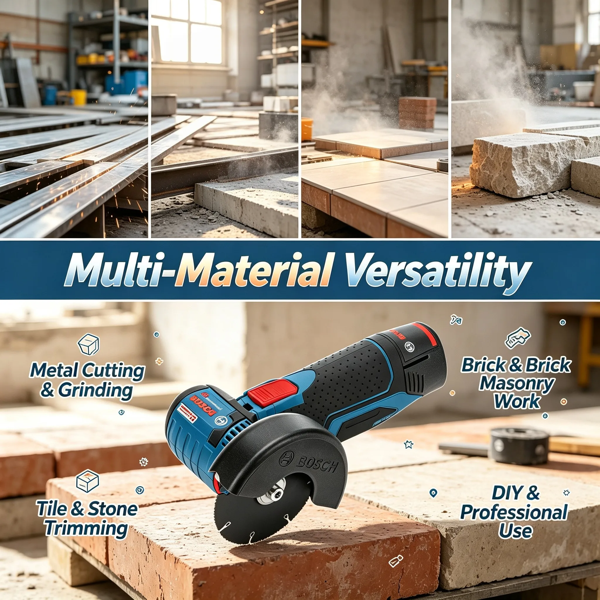 Bosch GWS 12V-76 12V Brushless Cordless Angle Grinder, 76mm Mini Cutting Disc Grinder for Metal Cutting Polishing Power Tool