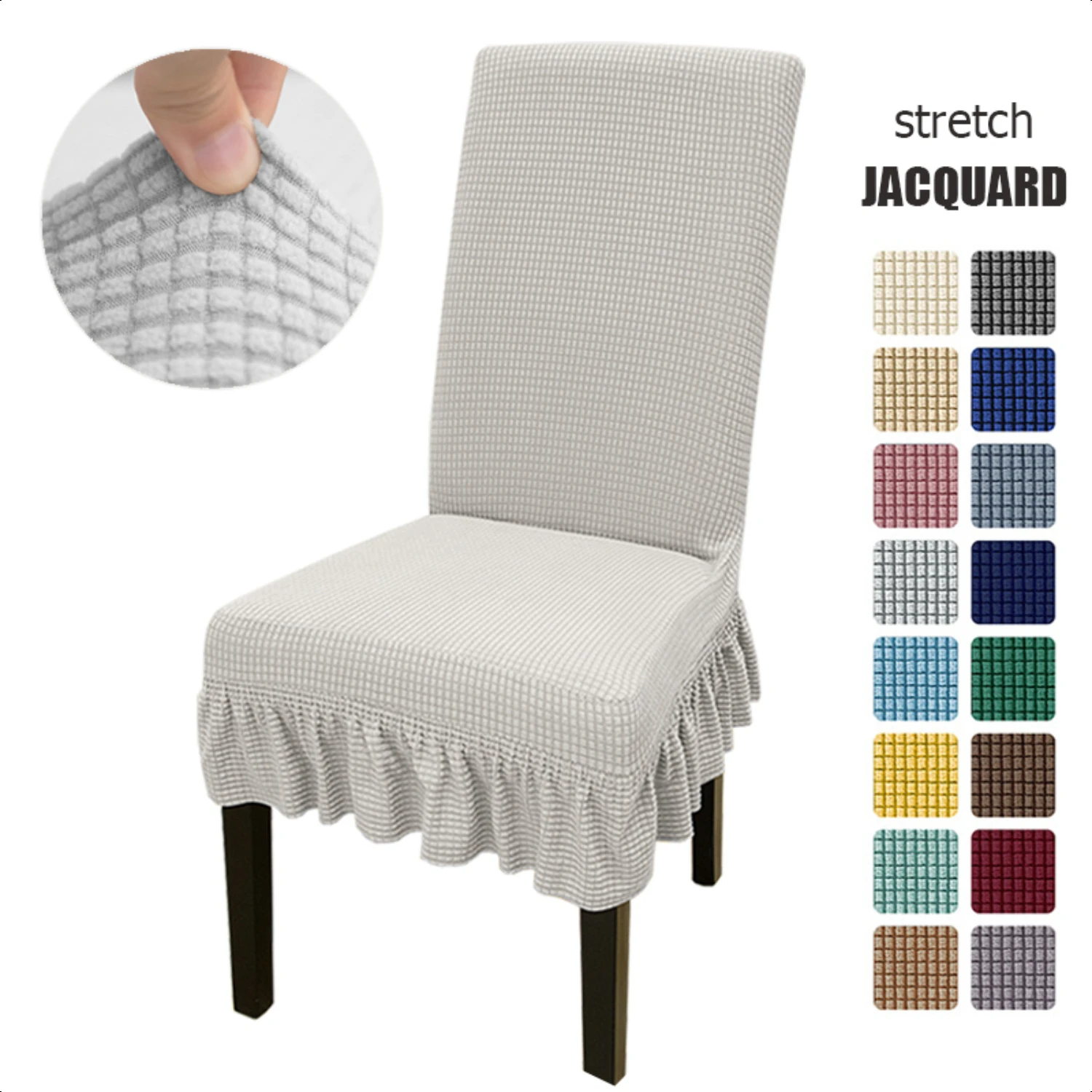 te your dining experience with this luxurious and elegant Black Jacquard Fabric Dining Chair Slipcover. Transform your space wit