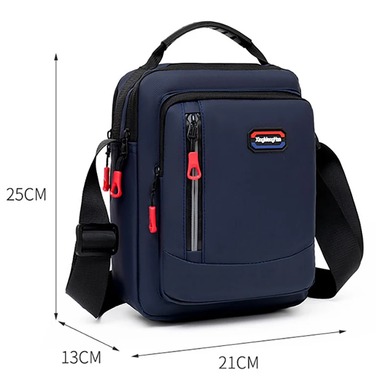 Men\'s Shoulder Bag Navy Business Leisure Large Capacity Portable Handbag Waterproof Summer Male\'s Crossbody Bags with Zippers