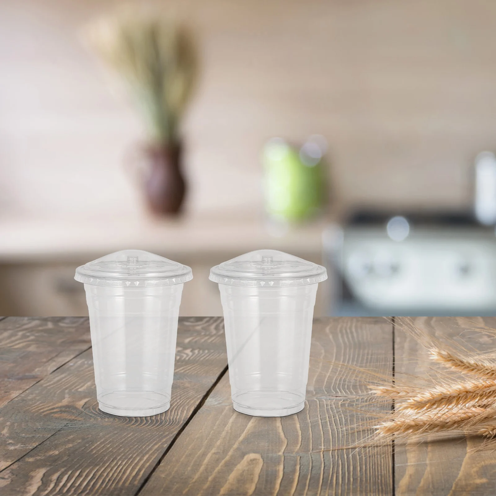 

100Pcs Disposable Plastic Bubble Tea Cups Clear Cold Beverage Cups with Dome Lids for Smoothies Coffee Juices 500ml