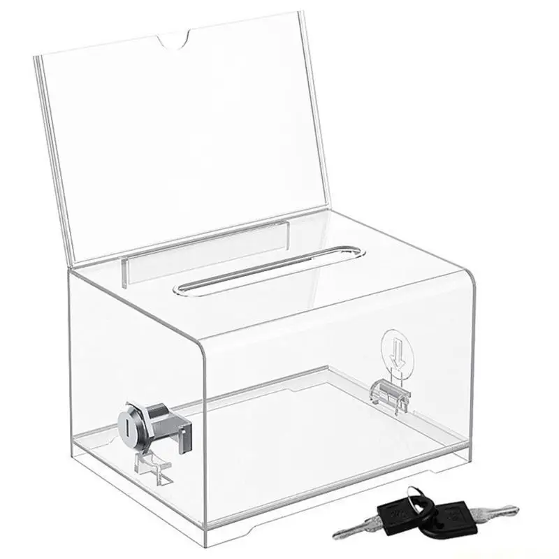 QX2E Boîte Vote Transparente avec Verrouillage Sécurisé pour Suggestions Confidentielles Boîte Don Construction en