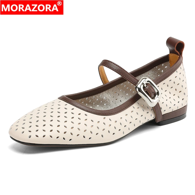 

MORAZORA/Новые туфли из натуральной кожи размера плюс 34–43, женские туфли Мэри Джейн на низком каблуке с пряжкой, женские офисные модельные туфли