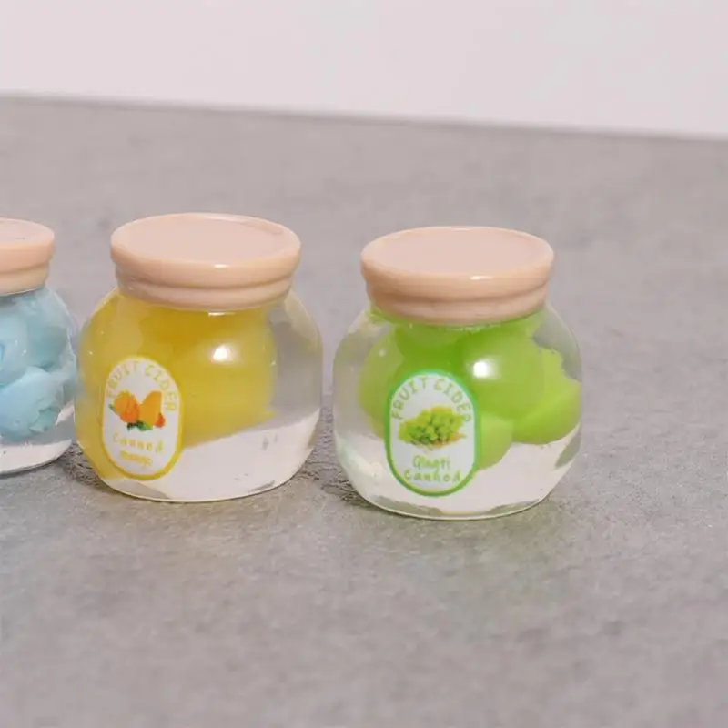5 Pezzi Mini Bottiglie di Marmellata, Decorazione Cucina, Simulazione Casa delle Bambole, Modellini di Frutta e Caramelle in Scatola, Accessori Giocattolo per Casa delle Bambole