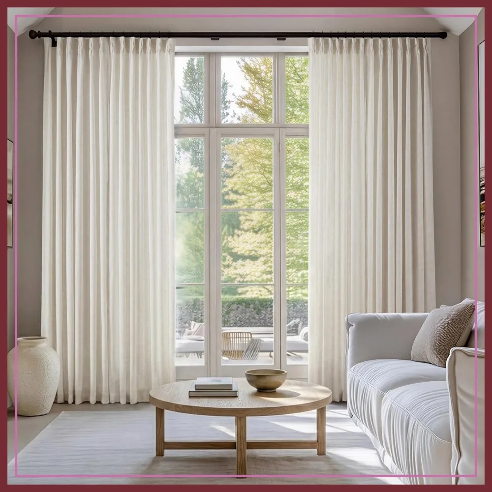 

Pinch Pleat Curtains 40x90, Light Filtering Drapes, Poly-Linen Blend, 2 Panels