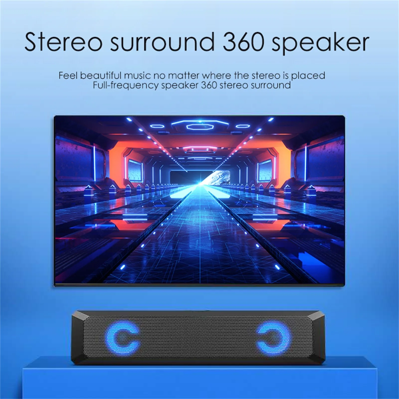 Wired Speaker Colorful Computer Speaker Long Strip Stereo Cool  Usb Luminous Rgb Speaker Desktop Portable Loudspeaker For Party