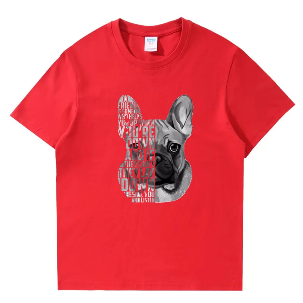 French Bulldog Retro Print Summer Men\'s 100% Cotton Tops Fashion Streetwear Men\'s Clothing Oversized O Neck Men\'s T-Shirt