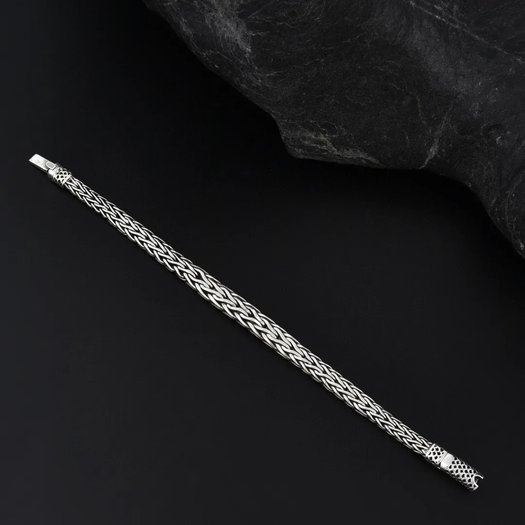 Handmade men's woven punk fashion style casual design fashions925 sterling silver domineering fashion bracelet