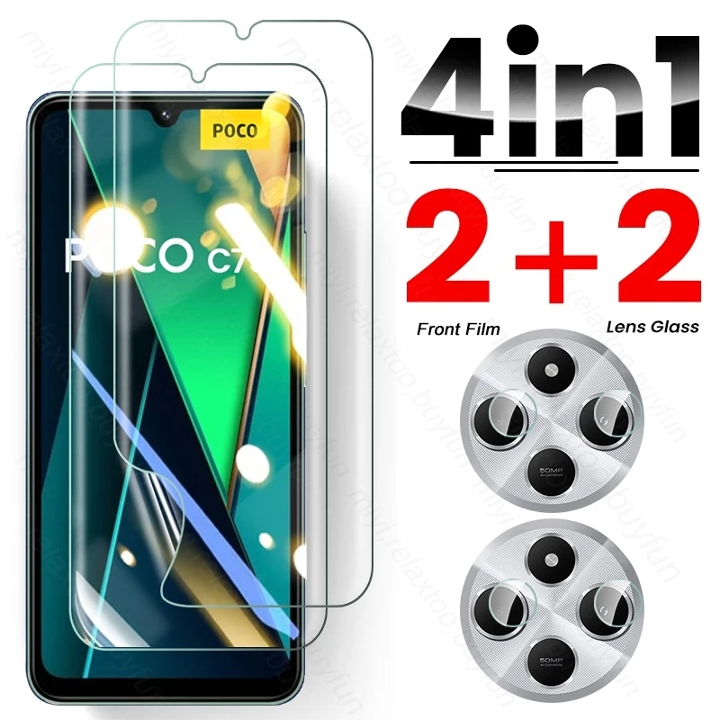 PocoC75 Case 4 In 1 Hydrogel Film Screen Protector For Xiaomi Poco C75 4G Camera Protective Glass on Poko Little C 75 75C 4G NFC