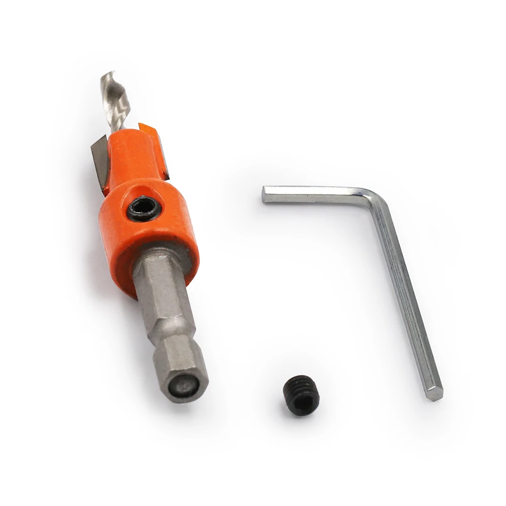LAVIE 5-6-teiliges Senkbohrer-Set, 6,35 mm Sechskantschaft, konischer Kegelbohrer, Holzbearbeitungs-Fasenwerkzeug für Schrauben-Vorbohrungen – Detail 6