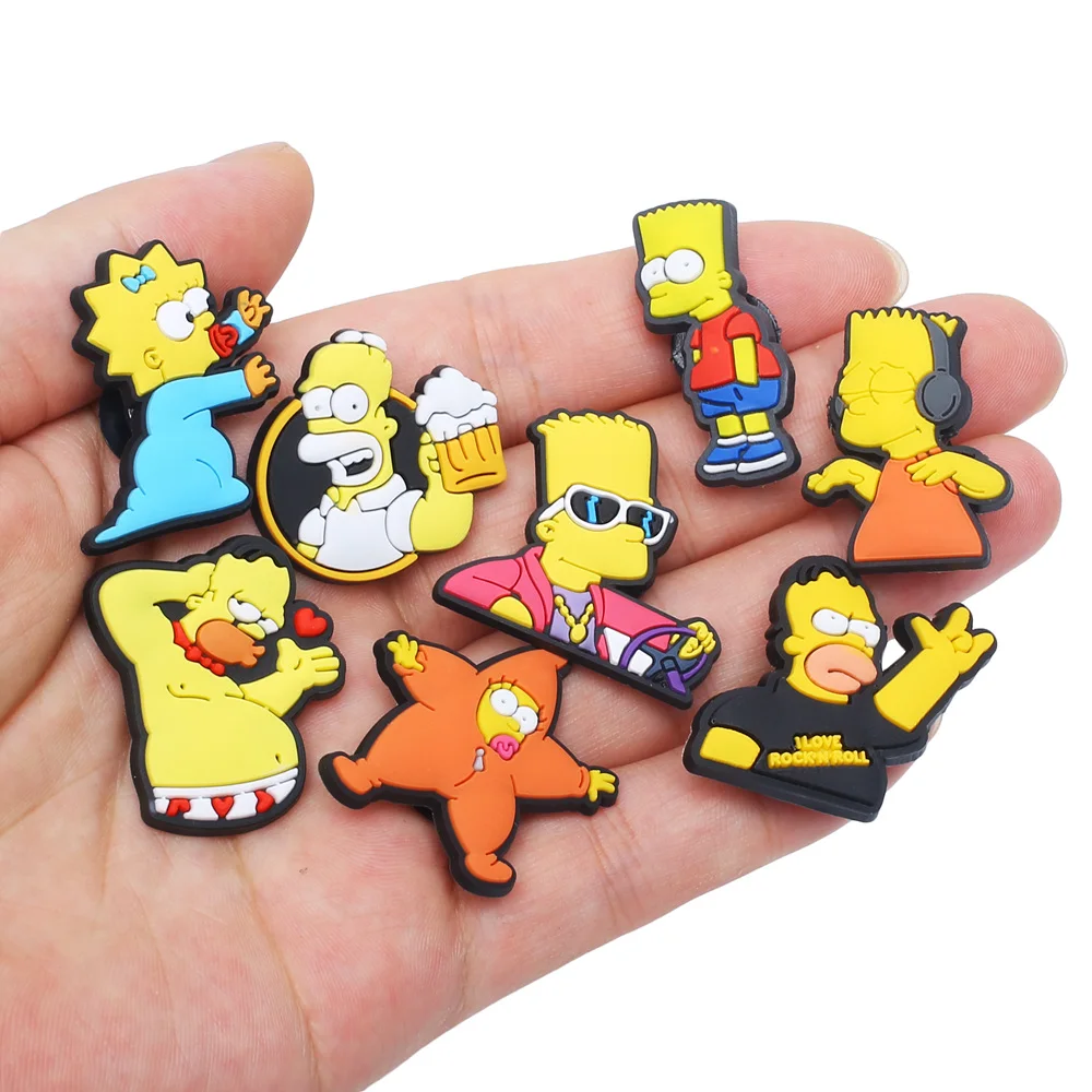 Mesuca 9-100PCS Yellow Cartoon Character Shoe Charms For Sandals,Shoe Decoration Accessories Shoe Pins Great Gift For Men Wom