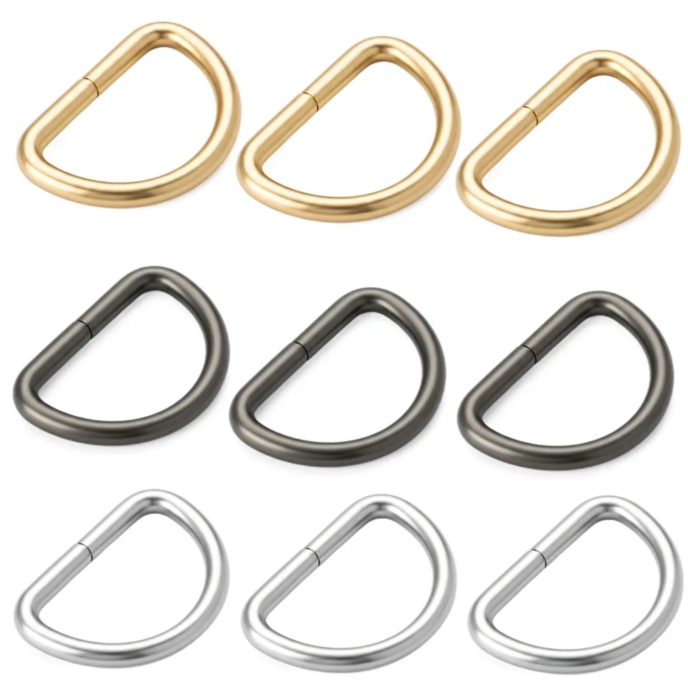 Lot de 5 pièces en métal épaissi, anneaux en D semi-circulaires, boucles et chaînes pour sacs à main, sacs à dos, sangles, colliers de chien, accessoires DIY