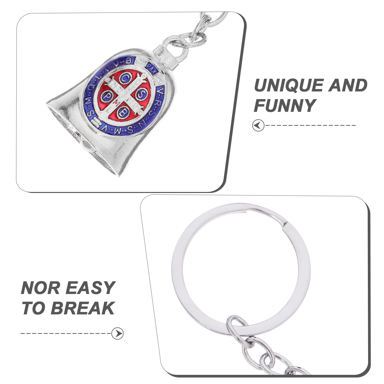 Cross Bell Keychain Catholic Religious Keychain Metal Car Charm Rearview Mirror Decor Blessing Daily Use Gift Idea