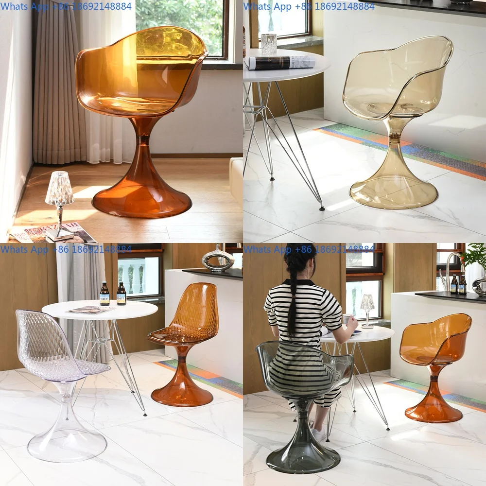

Acrylic Dining Chair Luxury Style Living Room Home Use Lounge Backrest Chair Nordic Small Apartment Transparent Chair