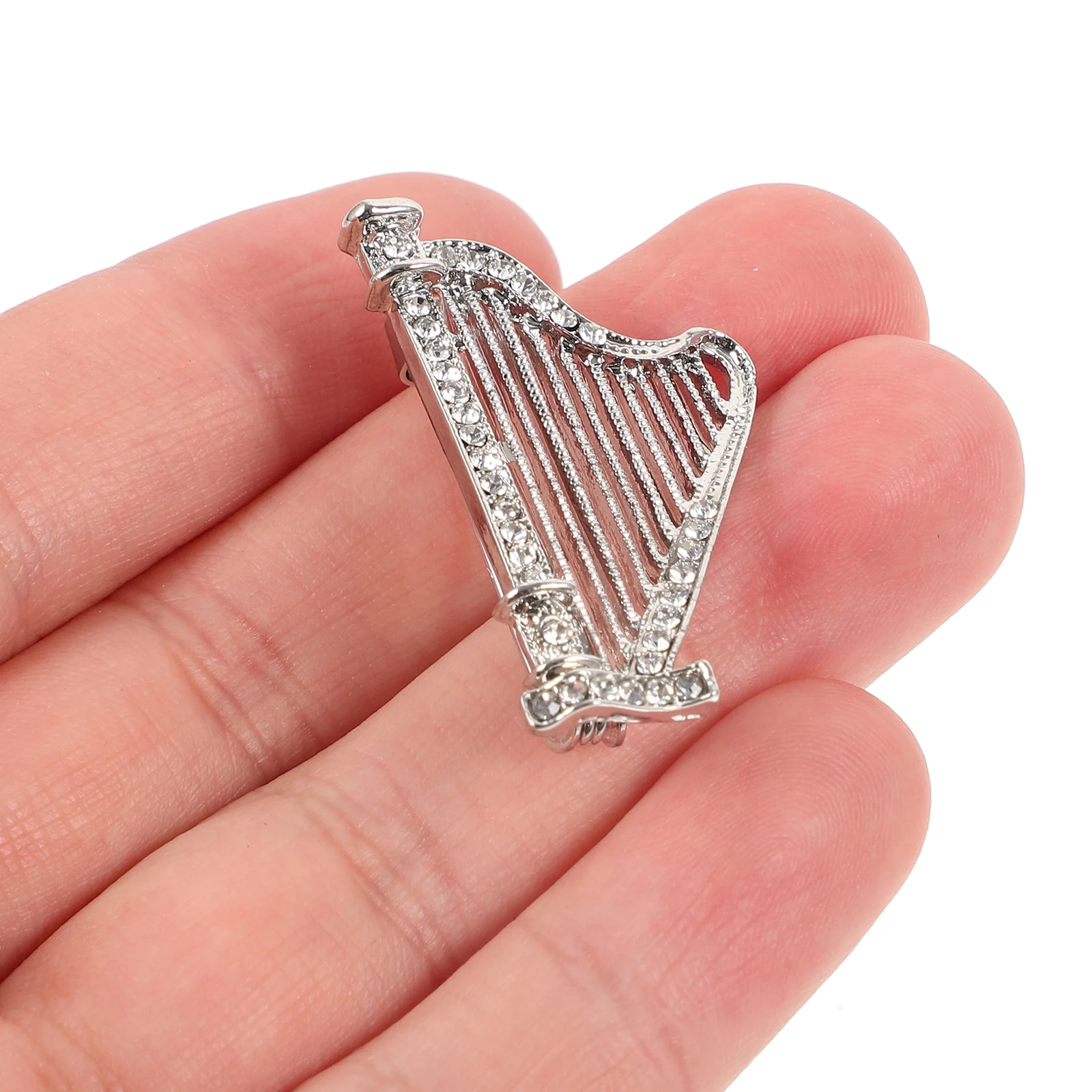 

Harp Pin Musical Instruments Alloy Rhinestone Collar Decoration Women Fashion Business Suit Wedding Dress Brooch Backpack Brooch