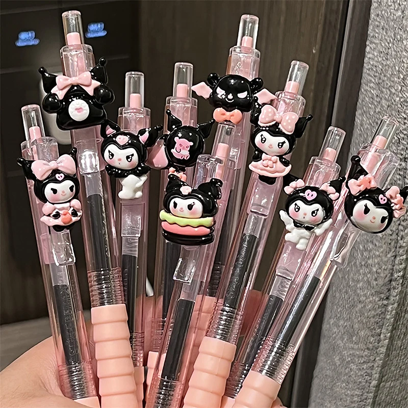 1/6 Uds Sanrio dibujos animados Hello Kitty Kuromi 0,5mm bolígrafos de Gel Kawaii bolígrafo de prensa negro escuela estudiante papelería suministros de oficina regalo