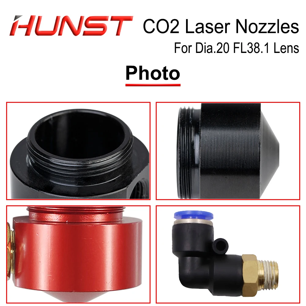 HUNST Laser Air Nozzle for Dia.20 FL38.1mm Focus Lens CO2 Short Nozzle Fitting for Laser Head at CO2 Cutting Machine