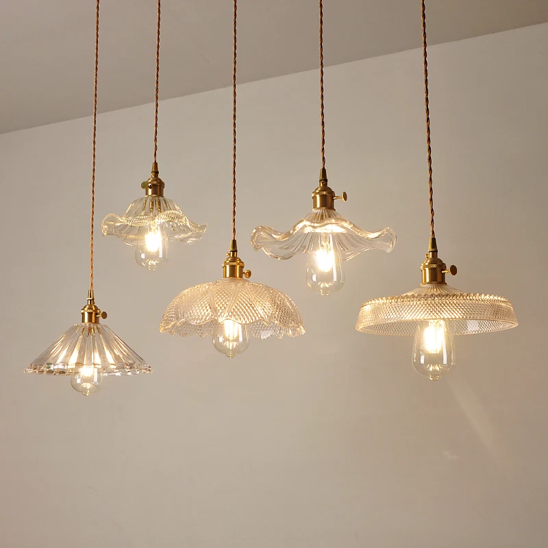 

Minimalist Personality Restaurant Bar Balcony Bar Cafe Single Head Chandelier Brass Glass Chandelier