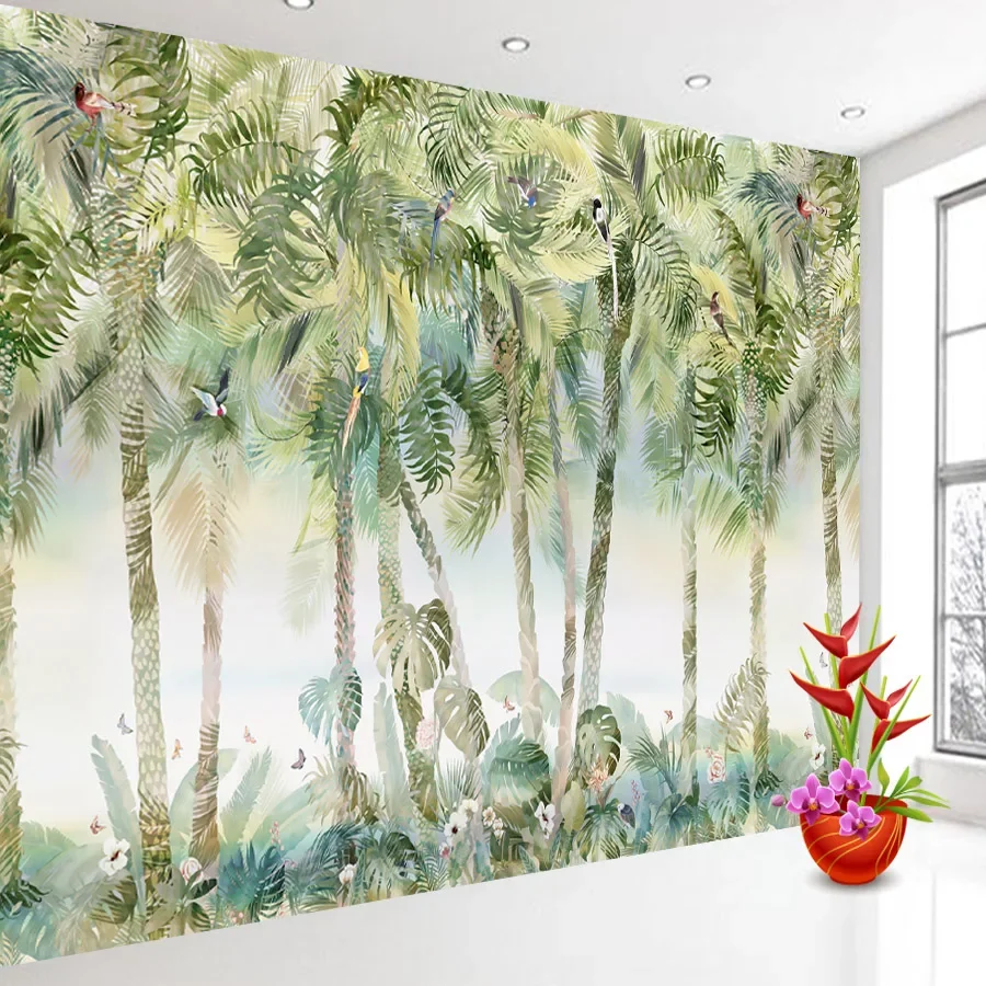 Modern Custom Self Adhesive Accept Wallpapers for Living Room Wall Design Papers Home Decor Forest TV Background Covering Murals