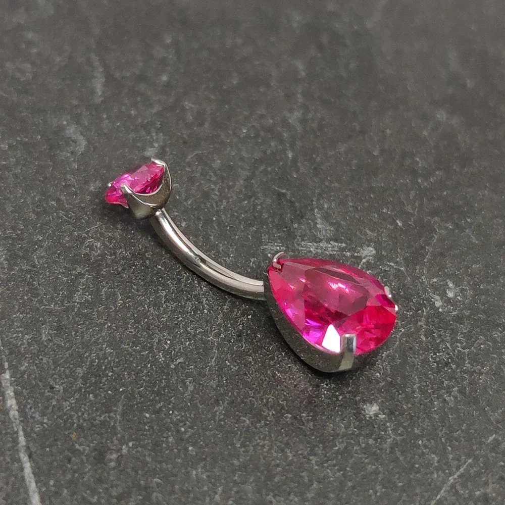 F136 Titanium Zircon Belly Button Rings Prong Water Drop CZ Navel Piercing Curved Daith Helix septum Banana Sexy Body Jewelry