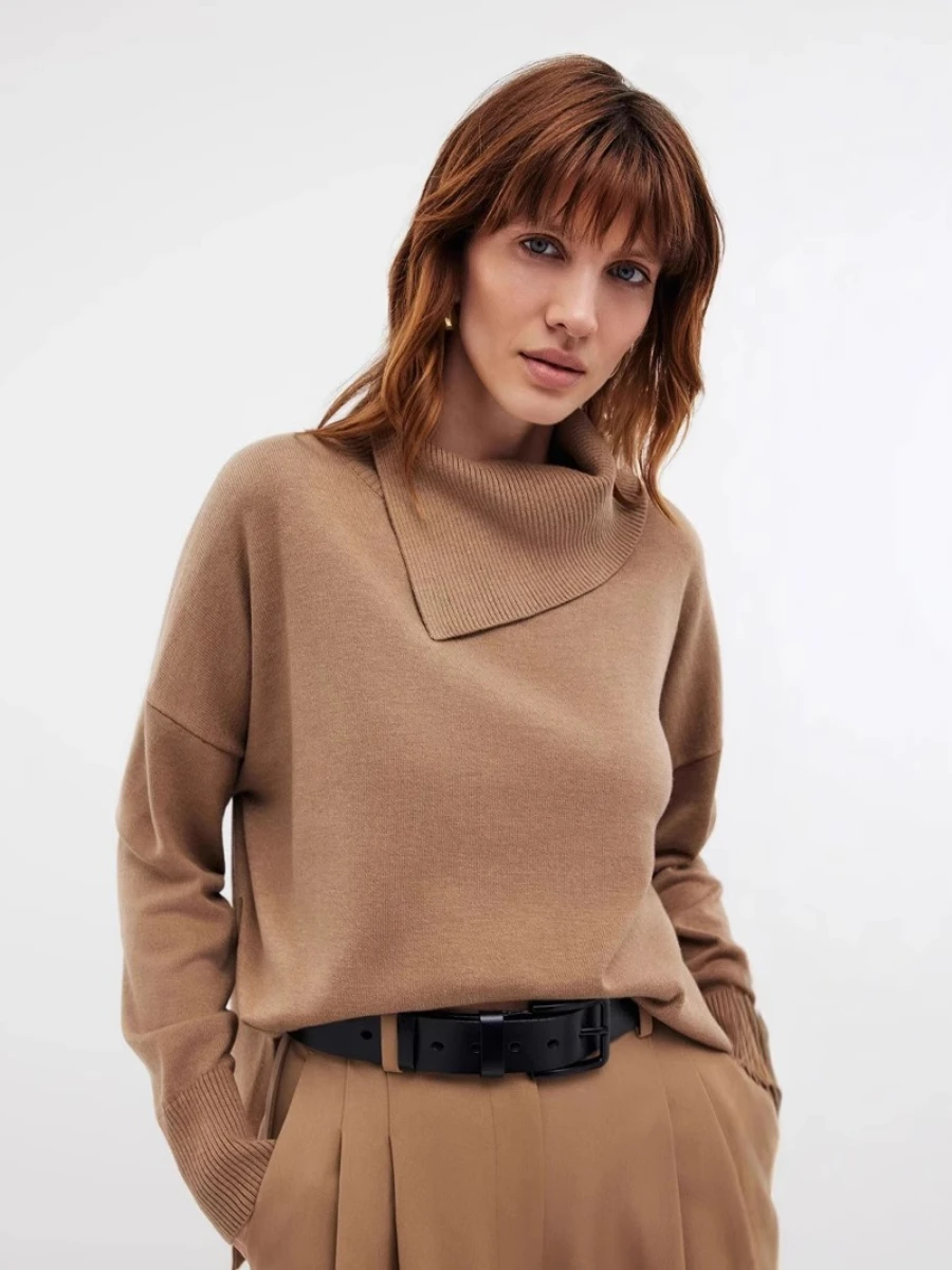 

Blubelle Women's New Autumn Winter Turtleneck Sweater Trendy Loose Fit Jumpers Split Hem Fashion Base Pullovers