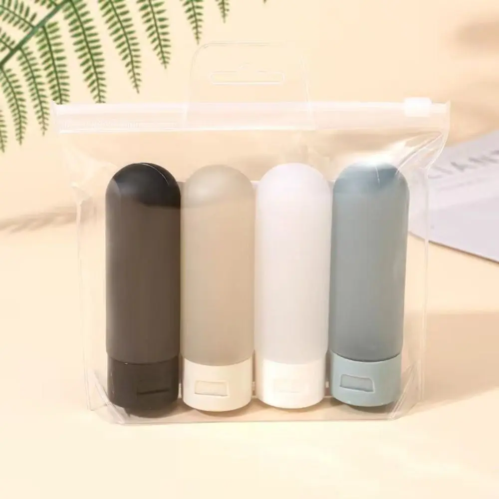 Portable Silicone Travel Bottles, Shampoo Container, tubos à prova de vazamento recarregáveis, BPA Free Squeezable, Clear Soft, 4 pcs