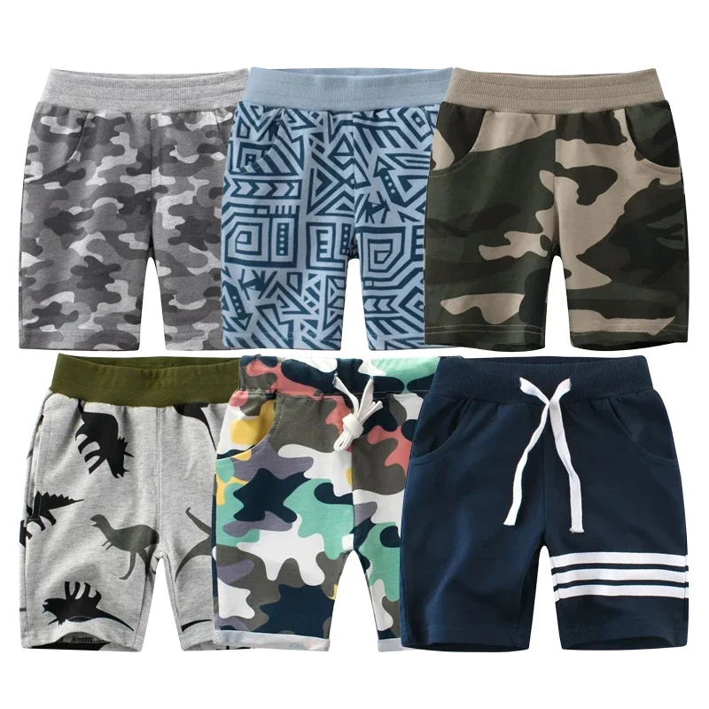 Camouflage Boys Shorts 2024 Summer New Kids Cartoon Dinosaur Short Pants Thin Beach Wear Elastic Waist Striped Children Shorts