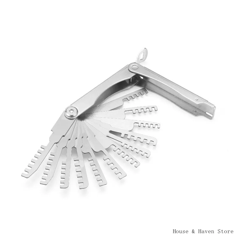 11Pcs  Convenient and Quick Locksmith Tools Foldable Stainless Steel Combs Paddles Three Circles All Steel Civilian Lock Kit