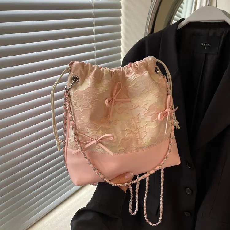 

2025 New Chinese Style Backpack for Women Fall Winter Bucket Shoulder Bag Versatile Chain Tote Purse Multiway Carry Handbag