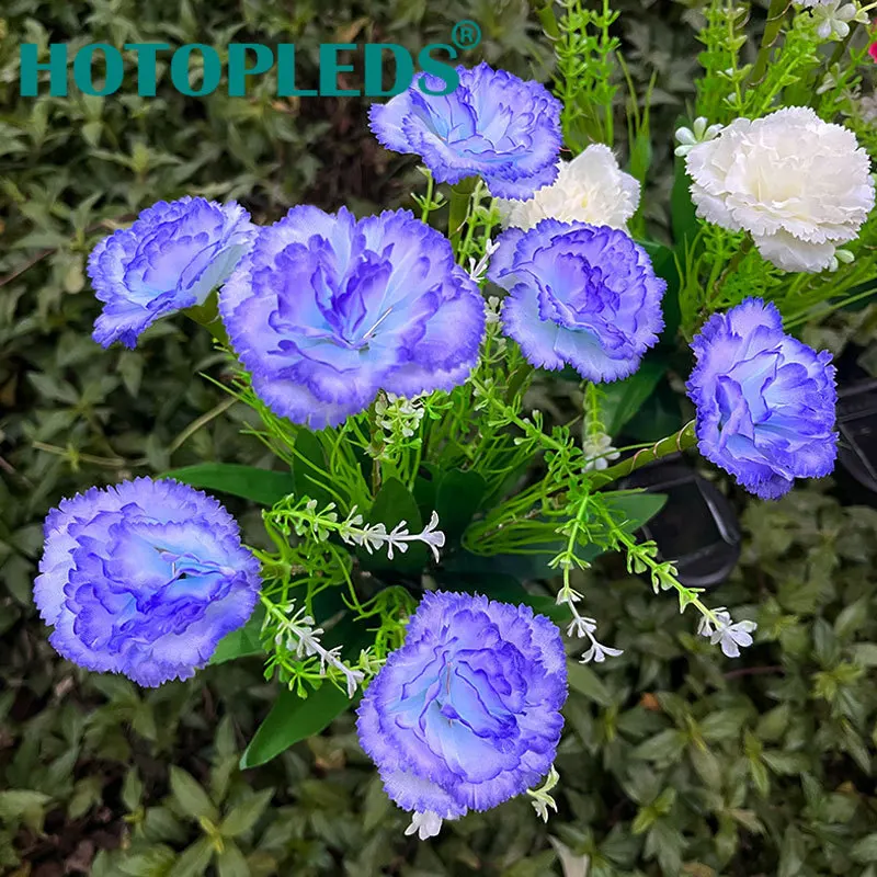 مصباح زهرة القرنفل الشمسية في الهواء الطلق إضاءة مقاومة للماء الضوء المحيط يعمل بالطاقة الشمسية محاكاة زهرة بلاستيكية LED أضواء الزخرفية #2