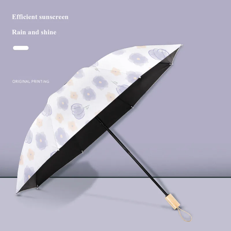 Umbrella Fully Automatic Sunshade Umbrella for Rain and Rain Dual Use Black Rubber Sunscreen and UV Protection Folding Umbrella