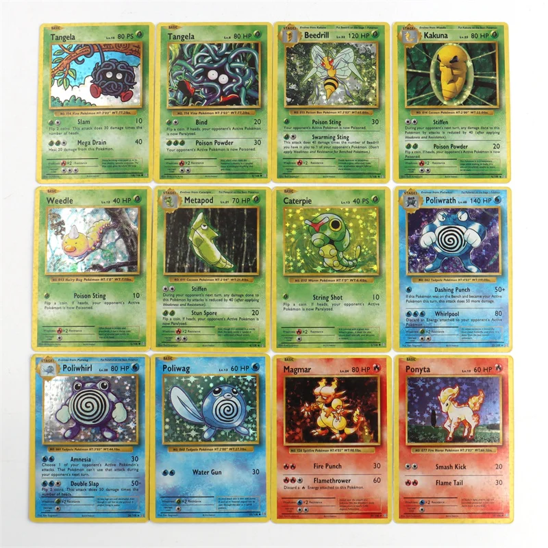60Pcs English Pokemon Card 1996 Year First generation Shining Charizard  Pikachu Mewtwo trade Card Kids Pokemon Toy - AliExpress 26