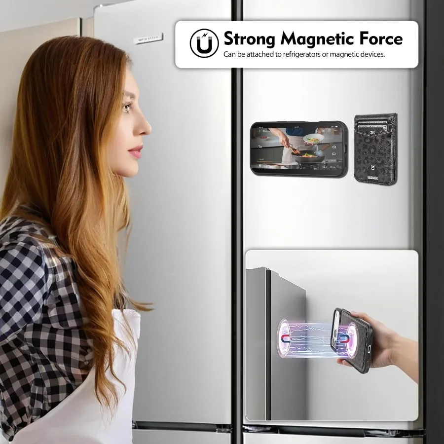 متوافق مع حافظة محفظة Magsafe 2 in 1 iPhone 17 Pro القابلة للفصل مع حامل بطاقات للنساء والرجال من جلد البولي يوريثان المغناطيسي