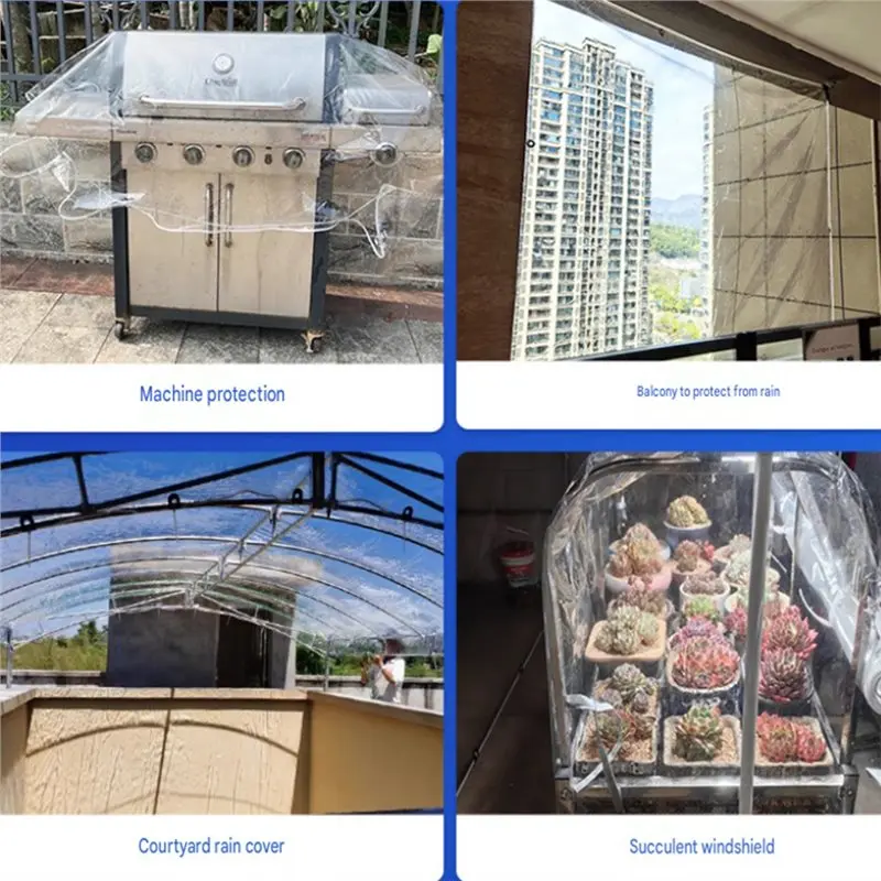 BMBY-Transparent PVC Tarpaulin Balcony Waterproof Tarp Garden Plants Cover Clear Rainproof Tarpaulin