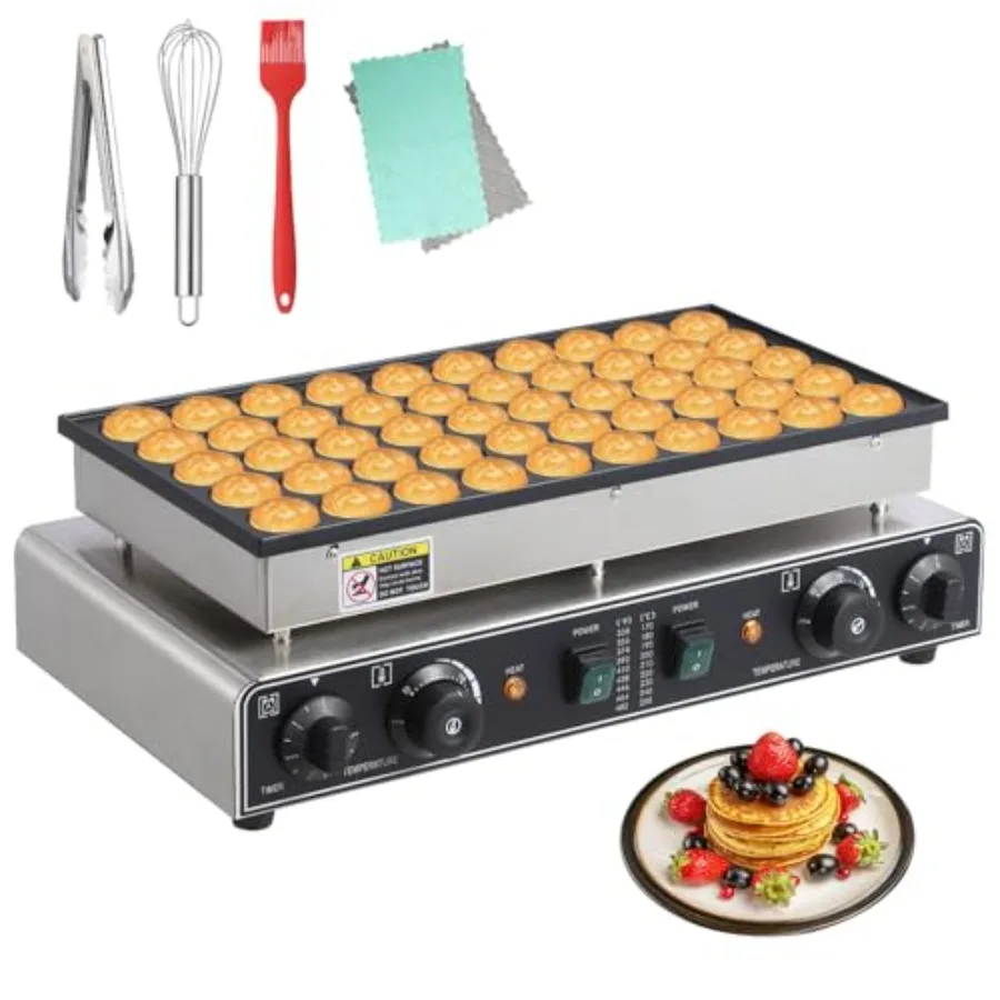 

Commercial electric nonstick mini Dutch pancake maker for snacks and desserts, aluminum alloy body, black color, 1.8-inch diame