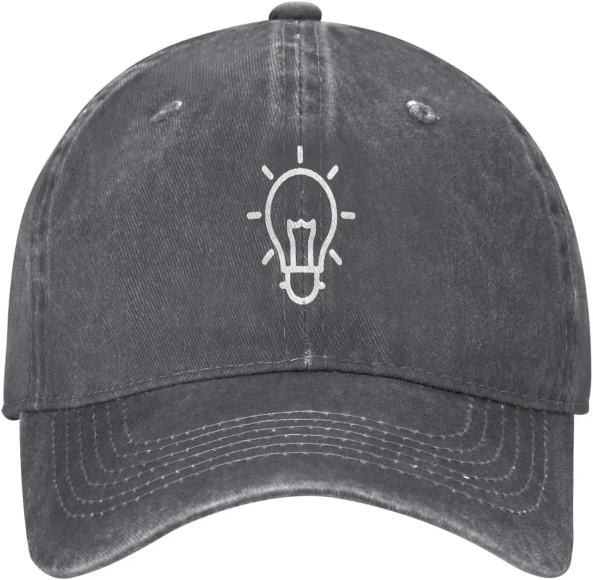 Lightbulb Idea Graphic Washed Cotton Baseball Cap Adjustable Outdoor Casual Dad Hat