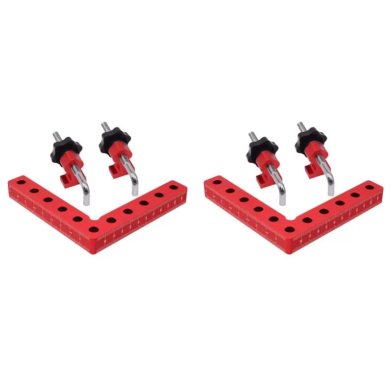 A80I Lot de 2 pinces de fixation à angle droit 120 mm, outil de serrage auxiliaire en forme de L à 90 degrés pour positionnement de panneaux
