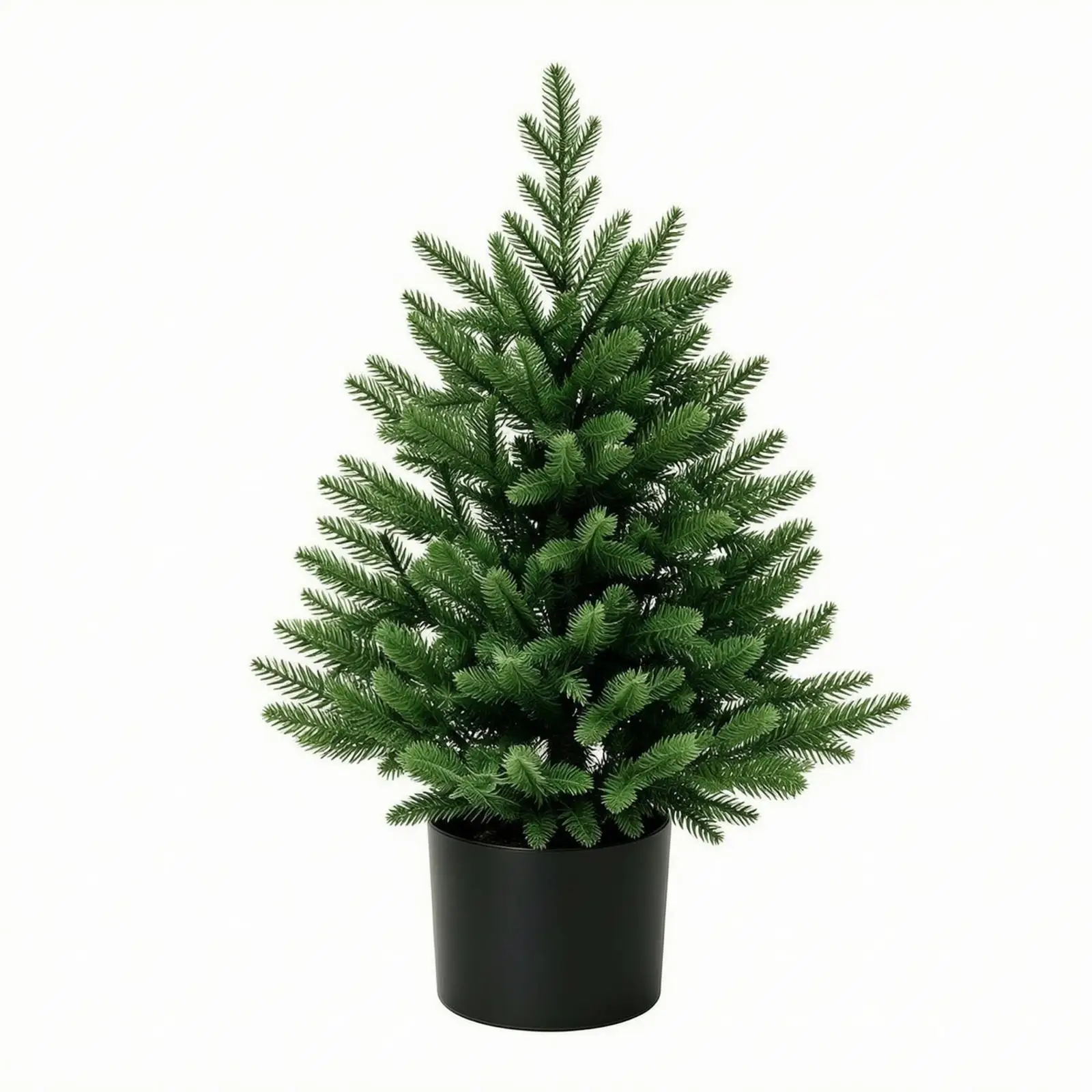 Compact PE Christmas Tree with Planter Base Classic Tapered Silhouette for Holiday Centerpiece Dining Room and Entryway Decor