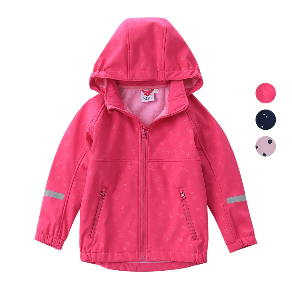 

New 3-9T Kids Girls Fleece Outdoor Jackets Soft Fabric Spring Autumn Outerwear Children Hooded Coats Waterproof Windproof Zipper