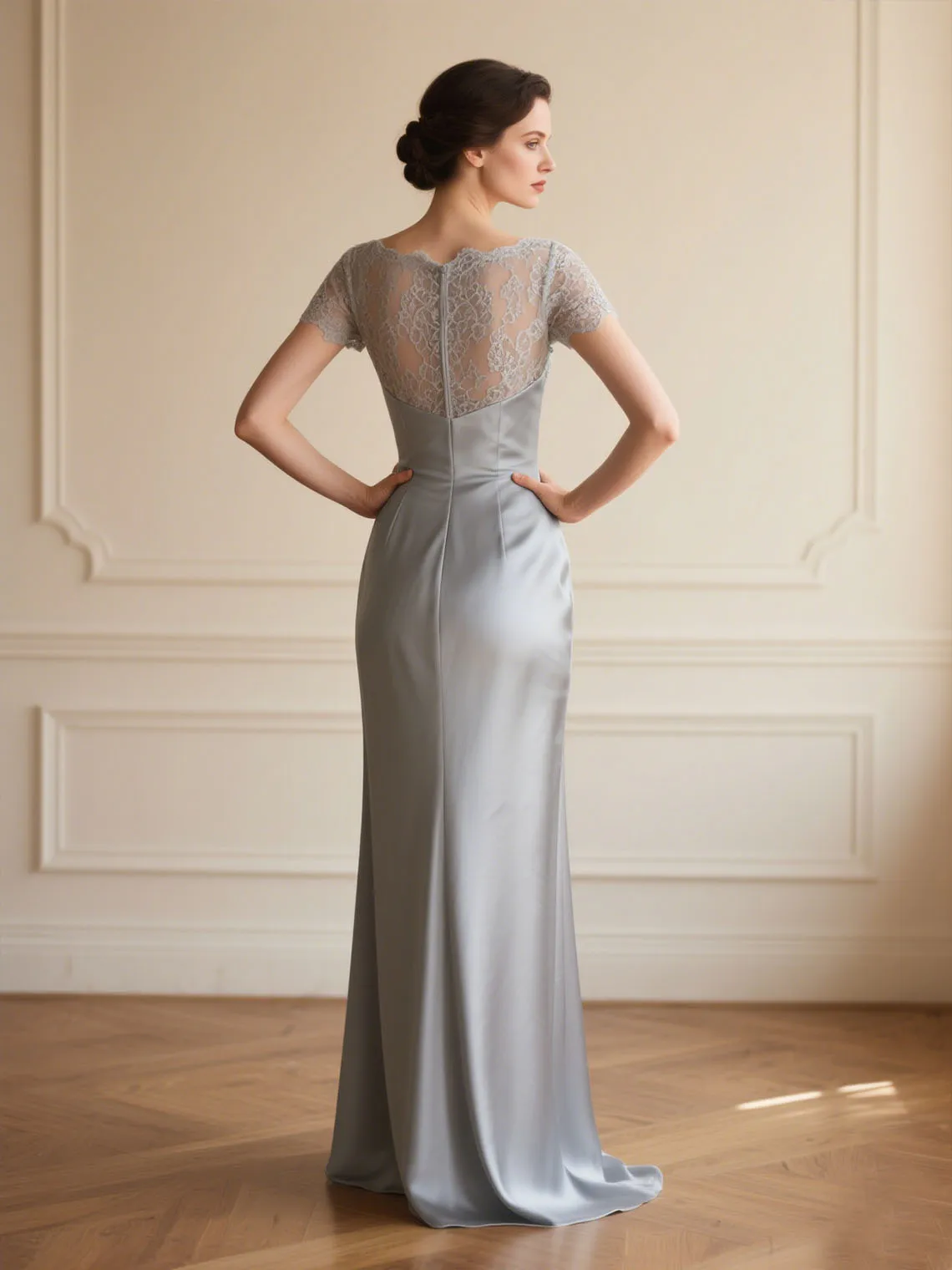 Vestido Sexy Vintage de sirena para madre de la novia, cola de barrido, cuello en V, manga casquillo, vestido de fiesta de noche Formal de satén, personalizado gratis 2025