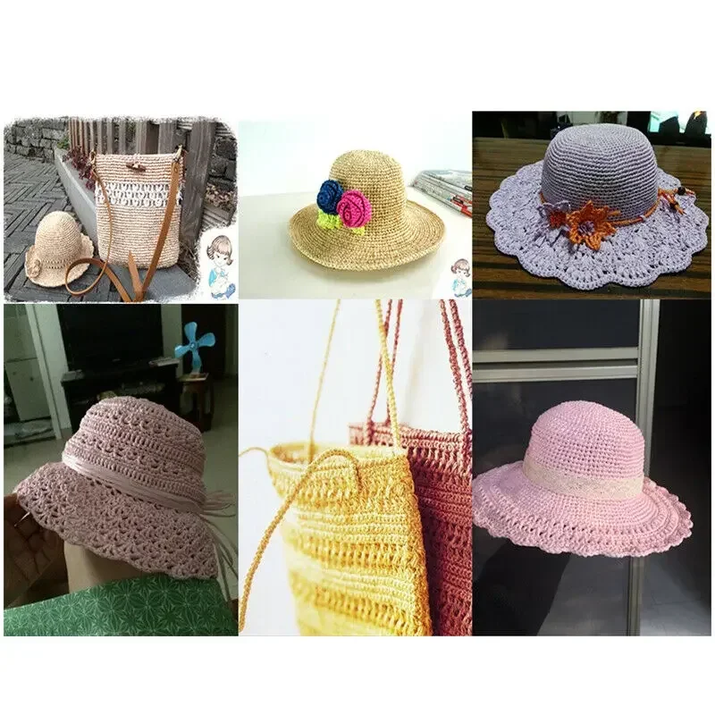 Diy Knitting Natural Raffia Yarn 1.1Lb Crochet Hat Bag Purse Raffia Cellulose Straw Yarn Organic Raffia Thread Summer Yarn