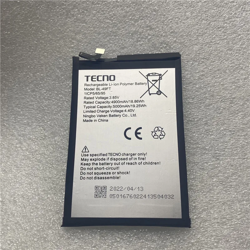 

In Stock for TECNO spark 6 Air KE5 6KE 6J battery 4900mAh Tracking Number High capacity BL-49FT battery