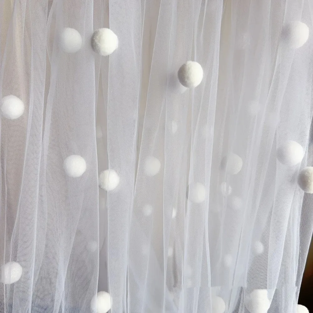 Table Flag 3D Pom-Poms Tablecloth Romantic Handmade Wedding Desktop Decoration Decorative Tulle Table Runner Room Decor