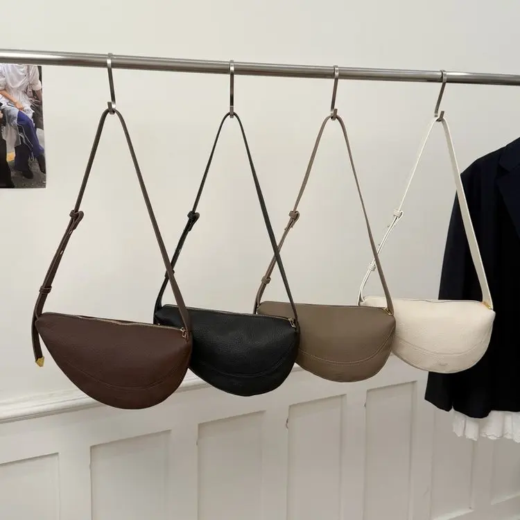 

2026 New Minimalist Half-Moon Belt Bag for Women Grained Leather Adjustable Strap Versatile Chest Crossbody Bag