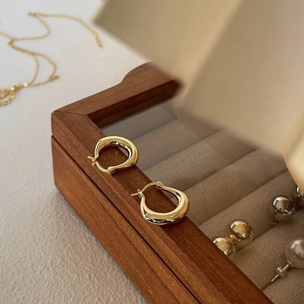 

New Hot Selling 925 Sterling Silver Simple Round Exquisite Gold And Silver Noble Earrings Fit For Original Women's Jewelry Gifts