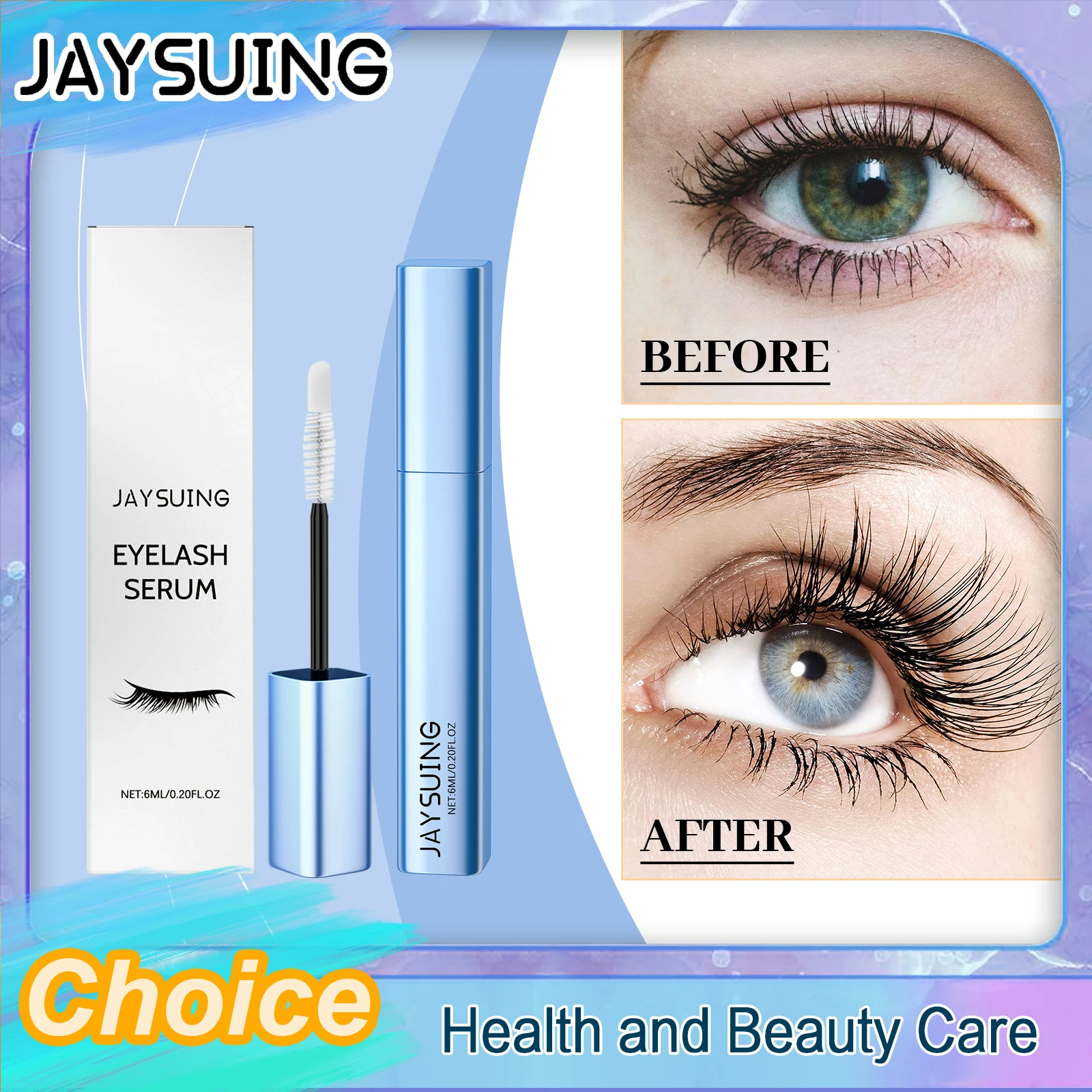 Rapid Eyelash Growth Serum Longer Thicker Naturally Curled Eyelashes Natural Lift Lengthen Eyelashes Nourish Liquid 6ml Boxed