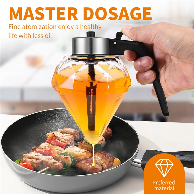 

A95E-Olive Oil Dispenser Glass Bottle, Honey Jar Dispenser, Glass Cruet Bottle For Kitchen, Non-Drip Oil Pot With Stand