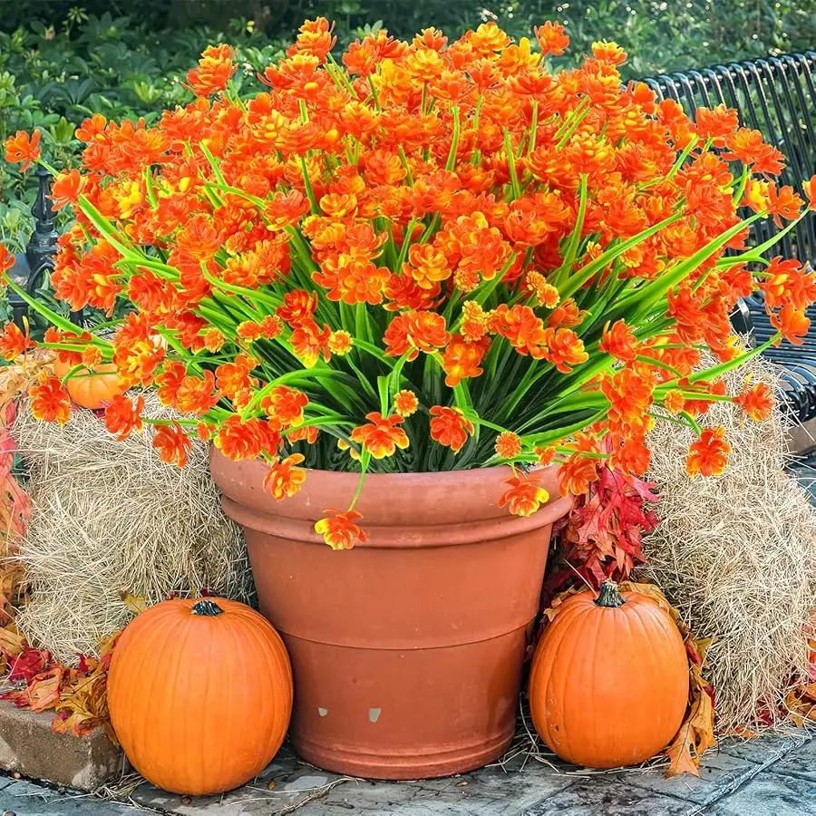 

20 Bundles Artificial Fall Flowers for Outdoor UV Resistant Faux Flowers No Fade Fake Plastic Plants Wildflowers Spring Flowers