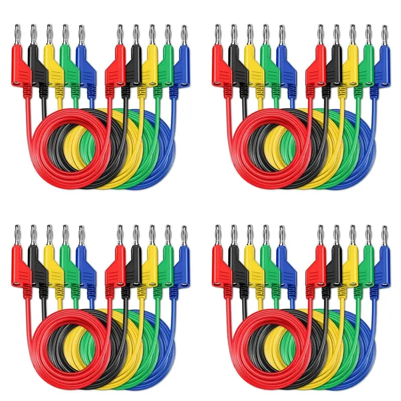 

【HAPPY】P1036 20 шт. 4-мм медные кабели-переходники типа «банан» с разъемами типа «банан» для мультиметра, тестовые провода из мягкого ПВХ, 1 м, 1000 В, 15 А