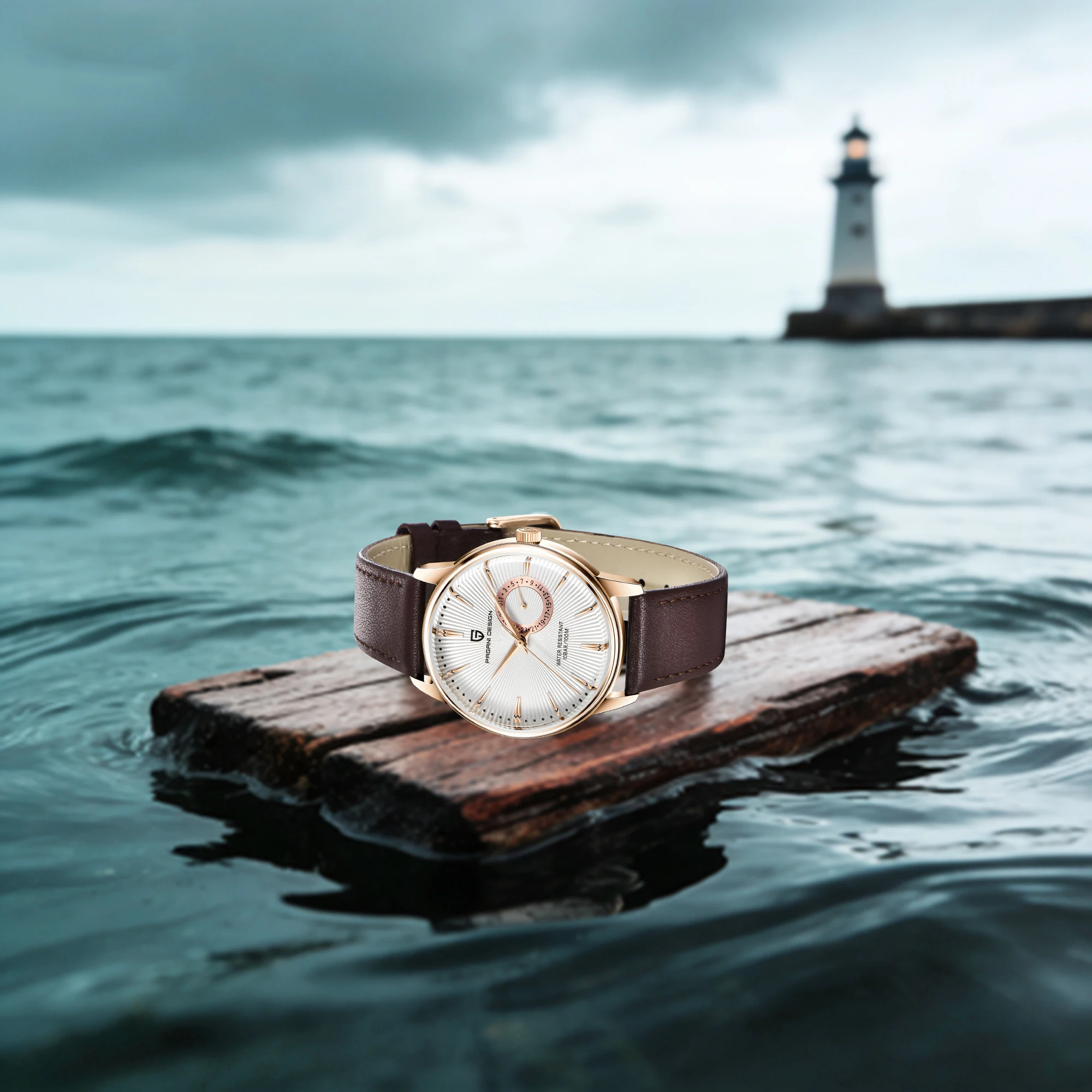 PAGANI DESIGN Elegant Men's Quartz Watch Avant-Garde Fashion Gentleman Fan Leather Strap Vh65 Movement Calendar Waterproof Watch - view 4
